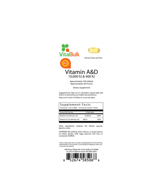 Vitamin A & D 10.000 IU & 400 IU Vitalbulk
