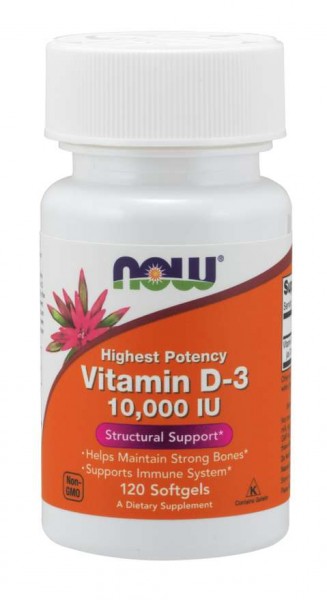 Vitamin D3 10000 I.E. ölig Softgels - NOW FOODS